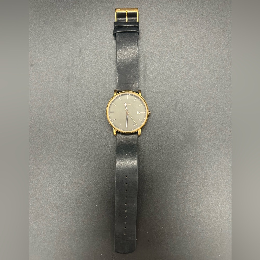 Skagen Gold and Black leather Watch